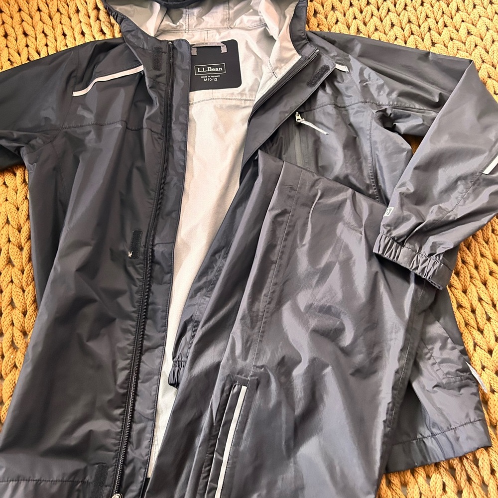 LL Bean youth rain jacket and pants